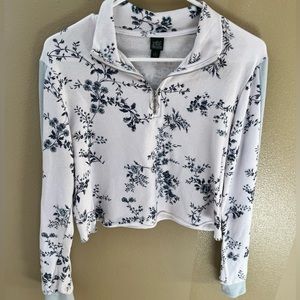 Blue and White Floral Crop Top